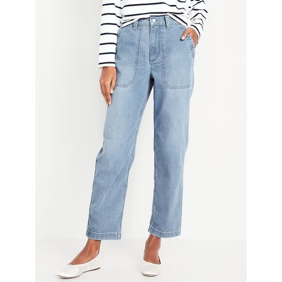 Old Navy OG Chino High Rise Utility Slouchy Ankle Denim Jeans Elastic Waist XL - Picture 5 of 13